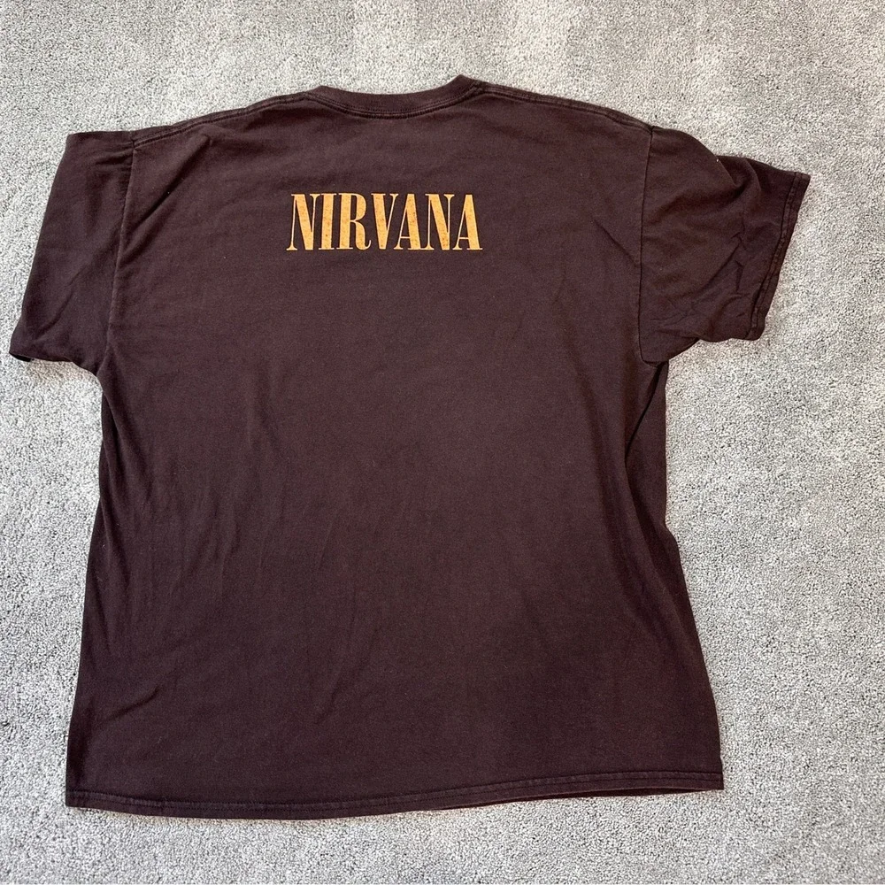 Nirvana Graphic T-Shirt Mens XL Brown Good